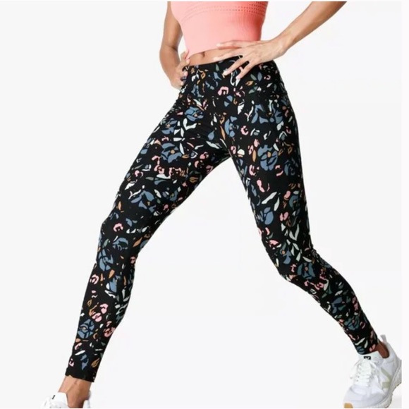 Sweaty Betty Power 7/8 workout leggings in blue floral pop, SIZE XS NEW. 0615 - Picture 2 of 10